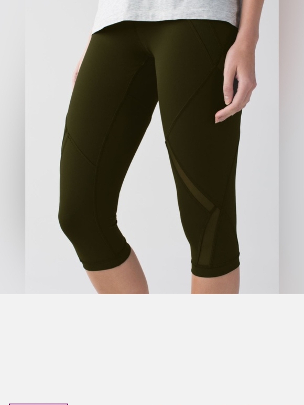 lululemon athletica Olive Green Capri Leggings with Mesh Insets